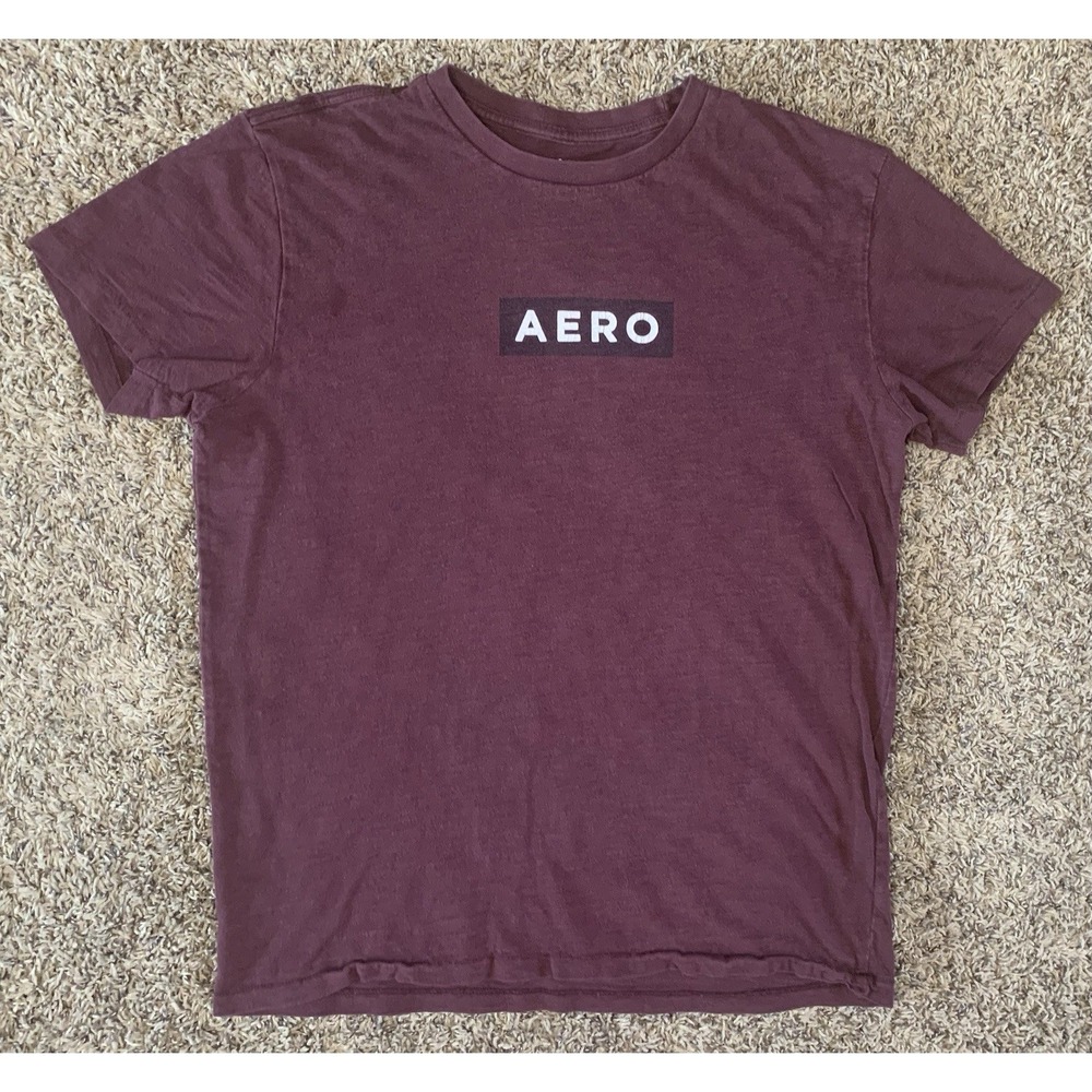 Aeropostale T-Shirt‎ Mens Medium Maroon Burgundy Graphic Aero Logo 1987 Tee
